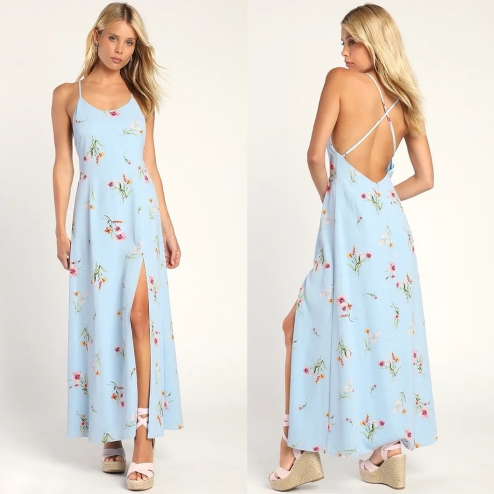Lulus Size L Blue Floral Dress